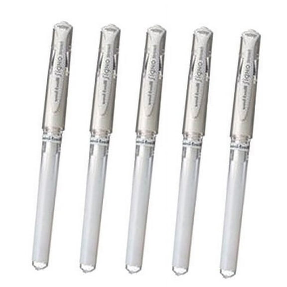 5 X Uni-Ball Signo Broad Point Gel Impact Pen White Ink-1.0mm / Total 25 Pens