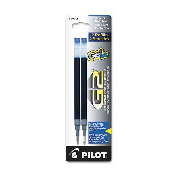 5 X Value Pack of 6 - Pilot G2 Gel Ink Refill, 2-Pack for Rolling Ball Pens, Fine Point, Blue Ink (77241)