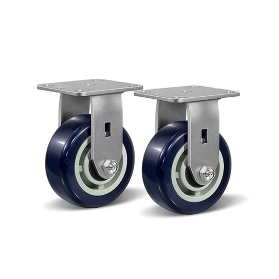 5"X2" Heavy Duty Industrial Casters,Polyurethane on Polypropylene Caster Wheels,Rigid Caster for Supermarket and Warehouse Flatbed Cart, 1600 lbs Capacity2 Pack