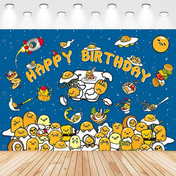 5 X3ft Gudetama Cartoon Birthday Party Decorations Supplies, Masks Party Photography Backdrop Photo Decor Banner, Kids Boys Baby Shower Photography Backdrop