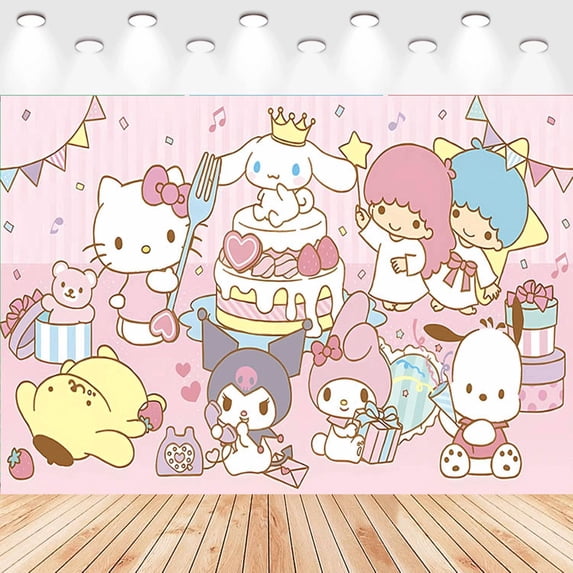5 X3ft Sanrio Cartoon Birthday Party Decorations Supplies, Masks Party Photography Backdrop Photo Decor Banner, Kids Boys Baby Shower Photography Backdrop