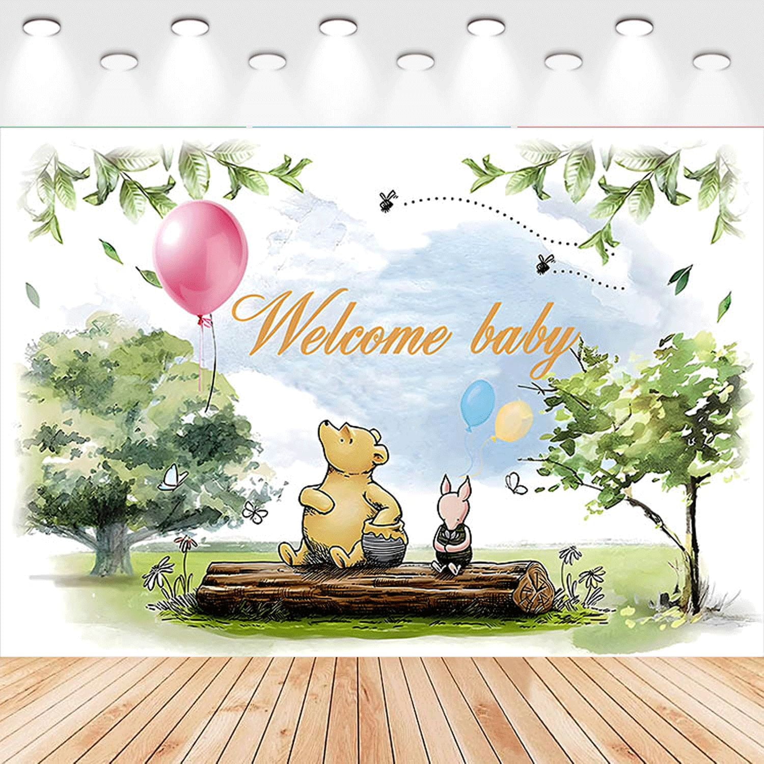 5 X3ft Winnie the Pooh Cartoon Birthday Party Decorations Supplies, Masks Party Photography Backdrop Photo Decor Banner, Kids Boys Baby Shower Photography Backdrop