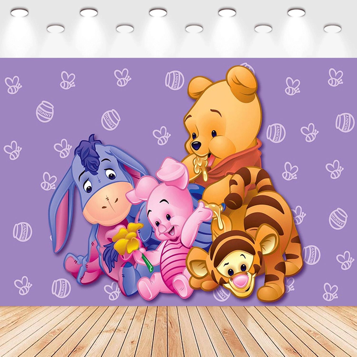 5 X3ft Winnie the Pooh Cartoon Birthday Party Decorations Supplies, Masks Party Photography Backdrop Photo Decor Banner, Kids Boys Baby Shower Photography Backdrop