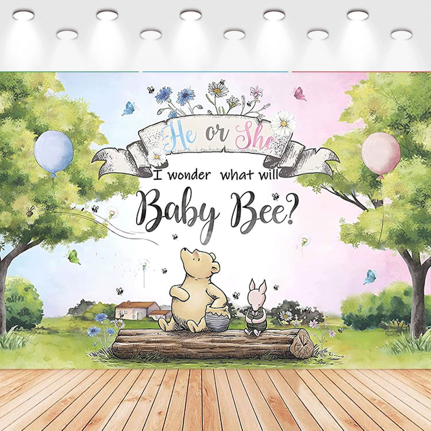 5 X3ft Winnie the Pooh Cartoon Birthday Party Decorations Supplies, Masks Party Photography Backdrop Photo Decor Banner, Kids Boys Baby Shower Photography Backdrop
