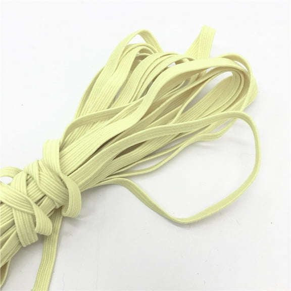5 YARDS Braided Flat Elastic Stretch Band for Sewing, Crafts, DIY Mask - 1/4" (6mm): US Stock Ready to Ship from Chicago (Cream)