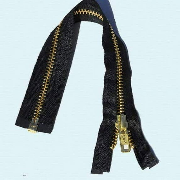 #5 YKK Brass Nomex Black Fire Retardant Separating Jacket Zipper - Choose Your Length - Made in The United States (1 Zipper Per Pack) (22" Inches)