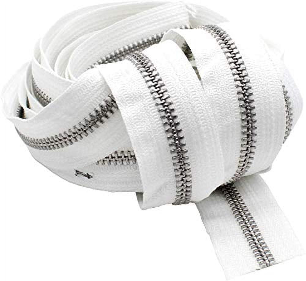#5 YKK Continuous Zipper Aluminum White Chain - Made in The United States (20 Yards)