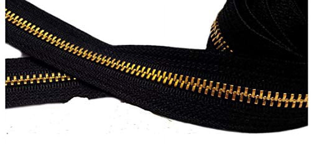 #5 YKK Zipper Brass Black Chain - Made in The United States (5 Yards)