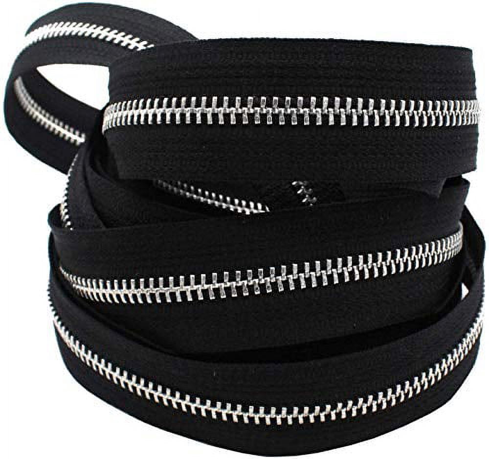 #5 YKK Zipper Continuous Aluminum Black Chain - Made in The United States (10 Yards)