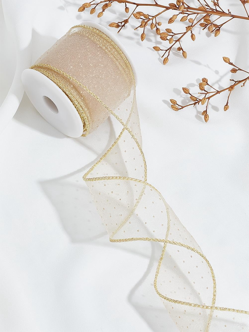 5 Yard 1-5/8 inch(42mm) Sheer Glitter Wired Ribbon Gift Ribbon Gift ...
