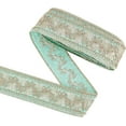 thumbnail image 1 of 5 Yard 1.6 inch Turquoise Bohemian Embroidery Floral Ribbon Polyester Lace Trim Wire and Sequins Flower Pattern Woven Trim Ethnic Style Jacquard Ribbon for Clothing Decor, 1 of 9