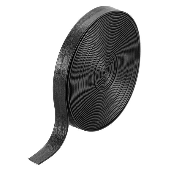 5 Yard 10mm PU Faux Leather Strips, Fold Over Leather Strap Roll Double Sided Faux Supplies for DIY Craft Projects, Black