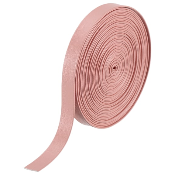 5 Yard 10mm PU Faux Leather Strips, Fold Over Leather Strap Roll Double Sided Faux Supplies for DIY Craft Projects, Pink