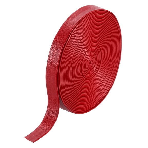 5 Yard 10mm PU Faux Leather Strips, Fold Over Leather Strap Roll Double Sided Faux Supplies for DIY Craft Projects, Red