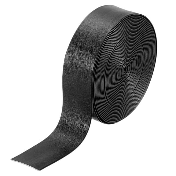 5 Yard 25mm PU Faux Leather Strips, Fold Over Leather Strap Roll Double Sided Faux Supplies for DIY Craft Projects, Black
