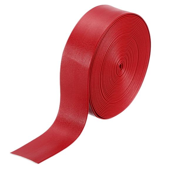 5 Yard 25mm PU Faux Leather Strips, Fold Over Leather Strap Roll Double Sided Faux Supplies for DIY Craft Projects, Red