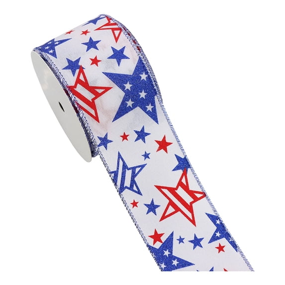 5 Yard 4th of July Red White and Blue Wired Edge Ribbon Patriotic Star and Striped Ribbons Set DIY Crafts for Memorial Day Gift Wreath Bow Craft Party Decor
