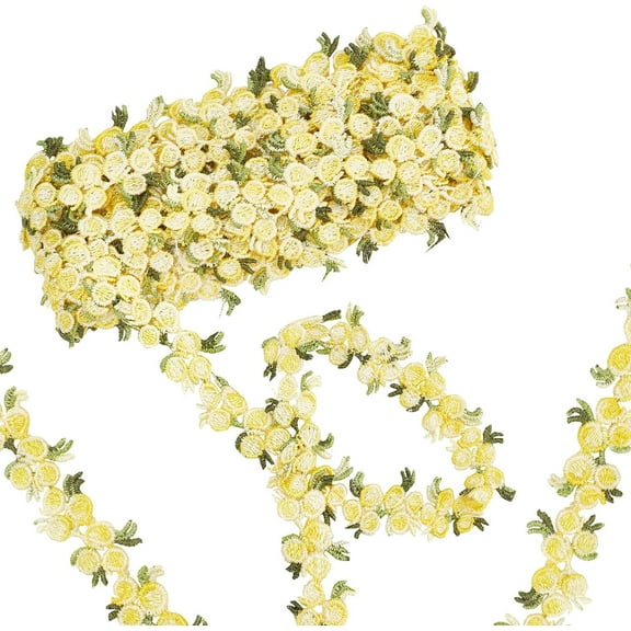 5 Yard 5 Yards Flower Trim Ribbon Floral DIY Lace Applique Sewing Craft Lace Edge Trim for Wedding Dresses Embellishment DIY Party Decor Clothes Yellow