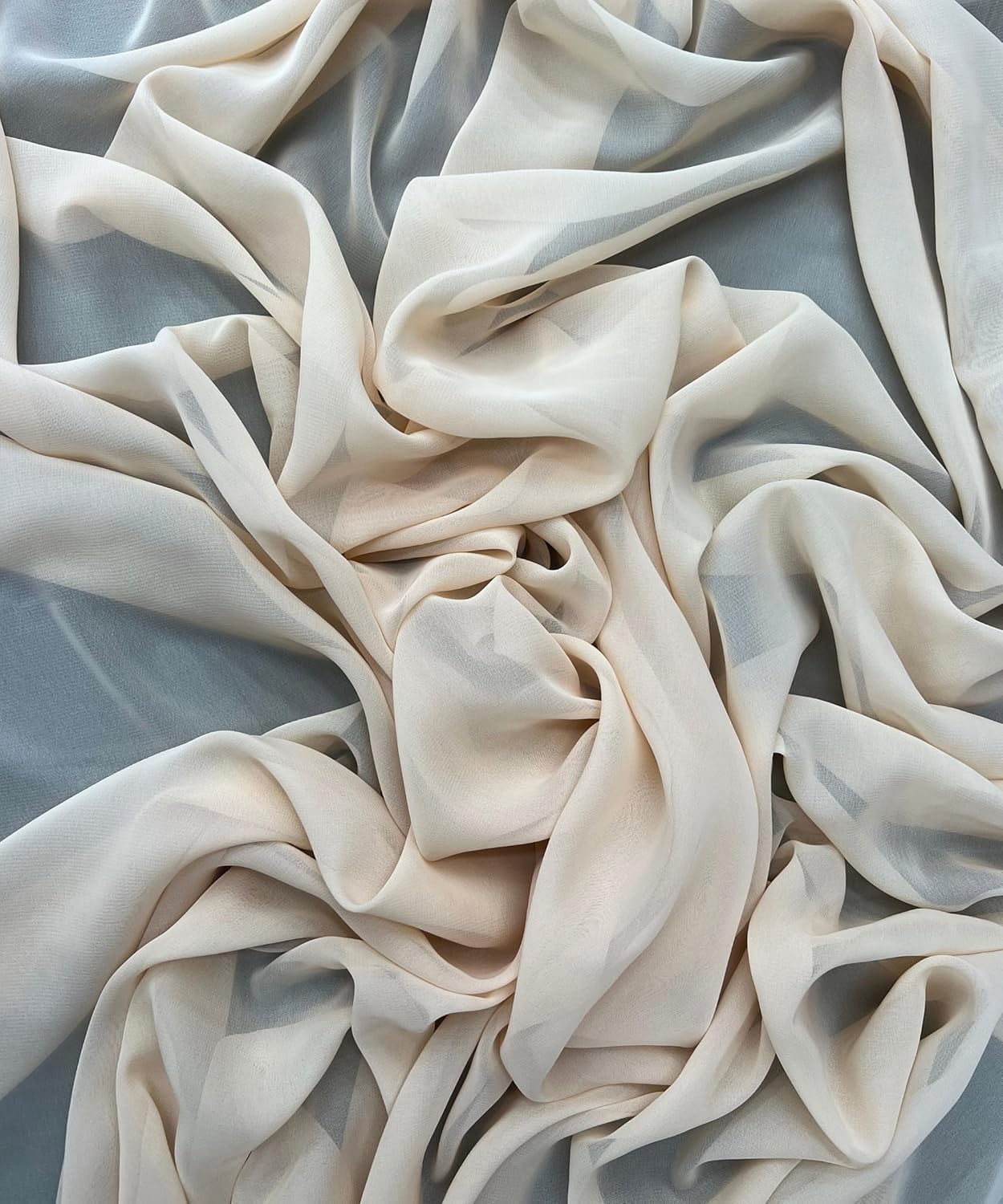 5 Yard (Beige) Matte Chiffon Fabric by the yard, sheer soft fabric for wedding, arch draping, baby shower, chuppah, drapery fabric
