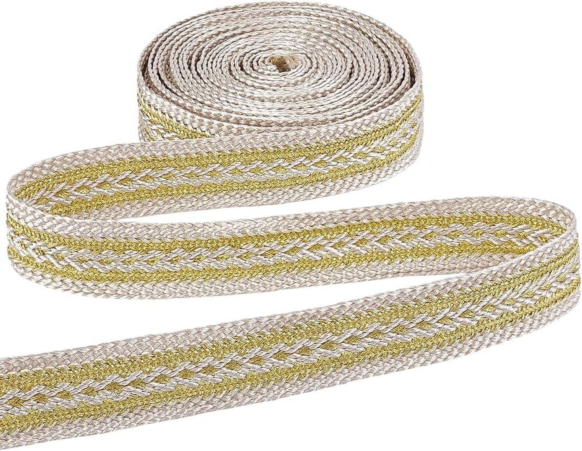 Garment Ribbon 5 Yard Golden Trim Gimp Ribbon Upholstery Webbing Vintage Jacquard ...