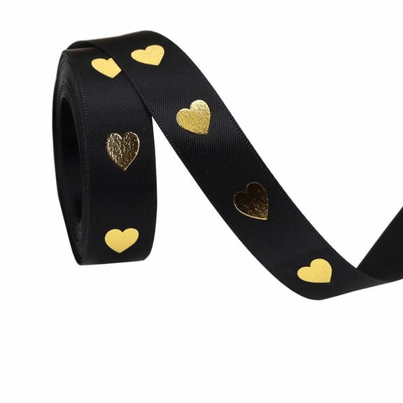 5 Yard Hot Stamping Love Heart Ribbon DIY Bowknot Flower Cake Packaging Ribbons Valentine's Day Gift Box Wrapping Strap Decoration