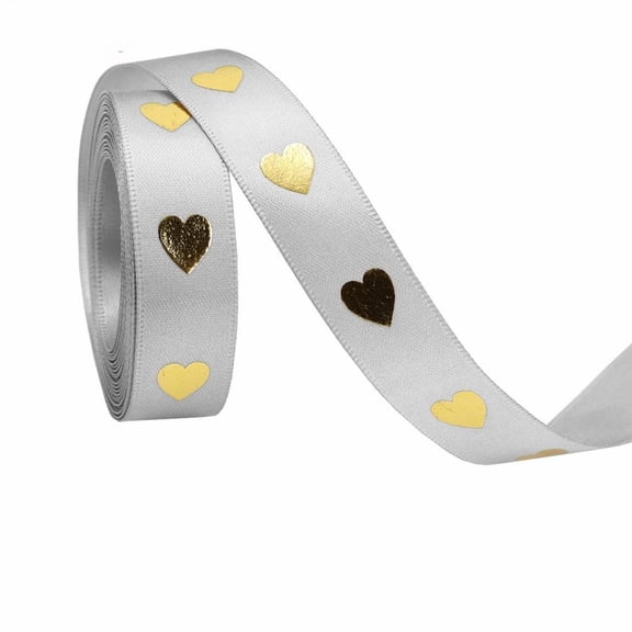 5 Yard Hot Stamping Love Heart Ribbon DIY Bowknot Flower Cake Packaging Ribbons Valentine's Day Gift Box Wrapping Strap Decoration