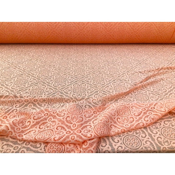 5 Yard Lot Embroidered Stretch Lace Apparel Fabric Sheer Diamond Congo Pink UU511