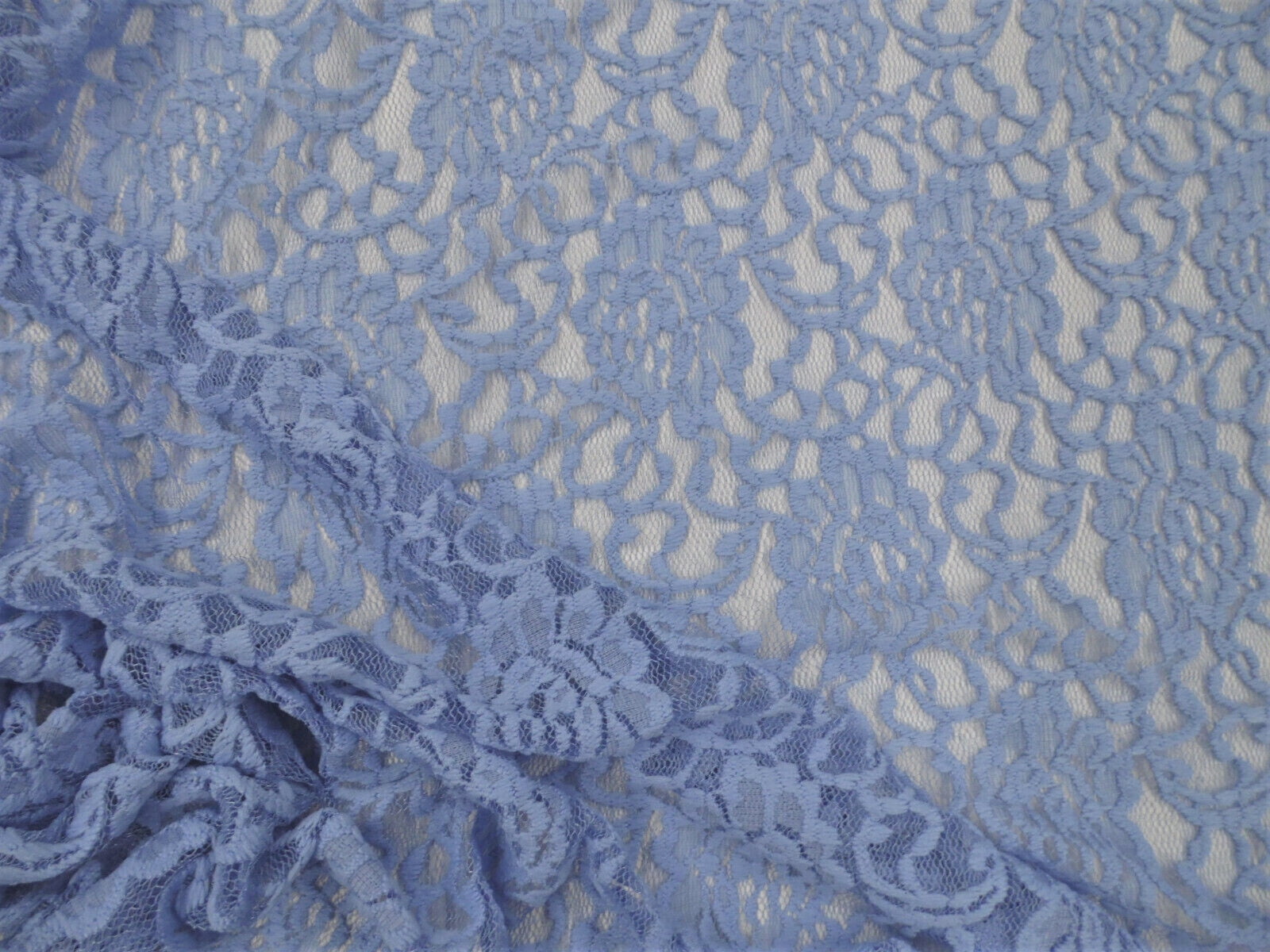 5 Yard Lot Embroidered Stretch Lace Apparel Fabric Sheer Floral Slate Blue Gray XX12
