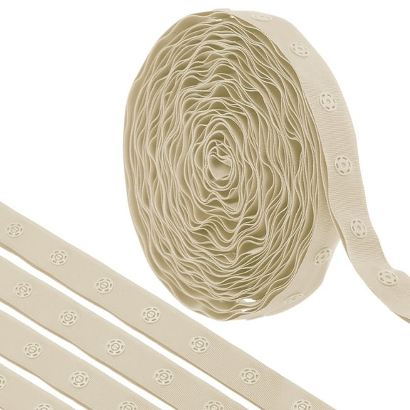 5 Yard Snap Button Tape for Sewing Cotton Snap Button Trim Fastener Buckles Tape for Clothes Fabric DIY, Khaki