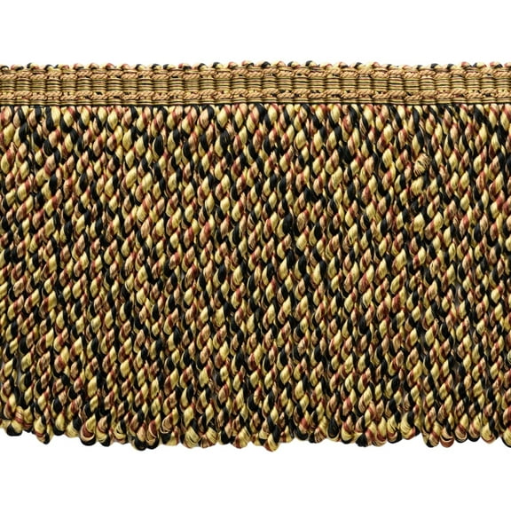 5 Yard Value Pack - 6 Inch Long / Black, Auburn, Straw, Harvest Gold, Champagne, Gold Bullion Fringe Trim / Style# BFMLT6-WVN (7837) / Color: PR16 - Cocoa Praline (15 Ft / 4.6 Meters)
