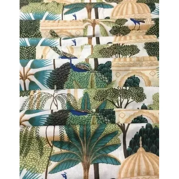 5 Yard White Cotton Fabric Hand Block Cotton Garment Material Sanganeri Running