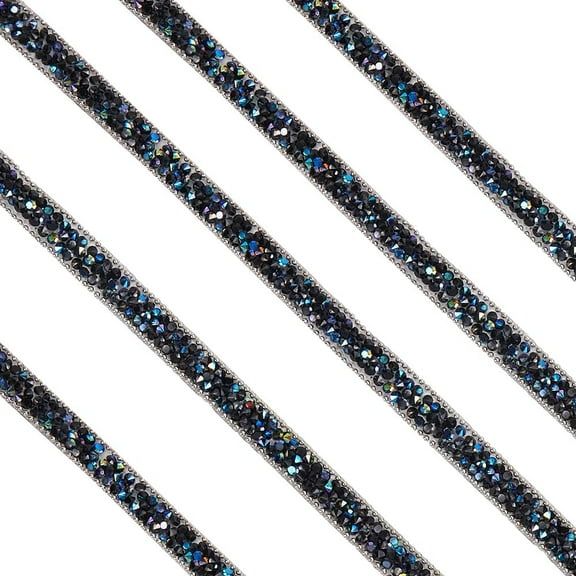 5 Yards 0.39in Black Rhinestones Ribbon Self Adhesive Tape AB Color Bling Gem Diamond Strips Roll Trim Resin Rhinestone Sticker for Crafting Art Wedding DIY Party Clothing Phone Decor diy