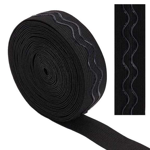 5 Yards 1 Inch Wide Non-Slip Elastic Ribbon DIY Wave Silicone Elastic Gripper Band Tape Stretch Rubbers Elastic Straps Belt Waistband