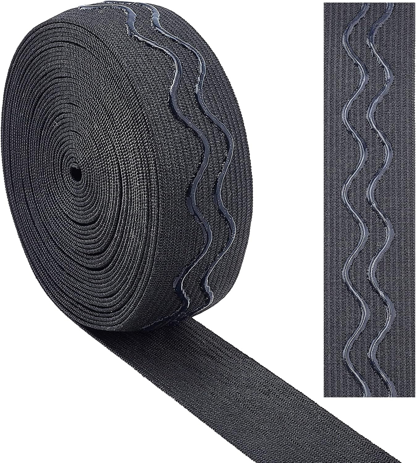 5 Yards 1 Inch Wide Non-Slip Elastic Ribbon Wave Silicone Elastic ...