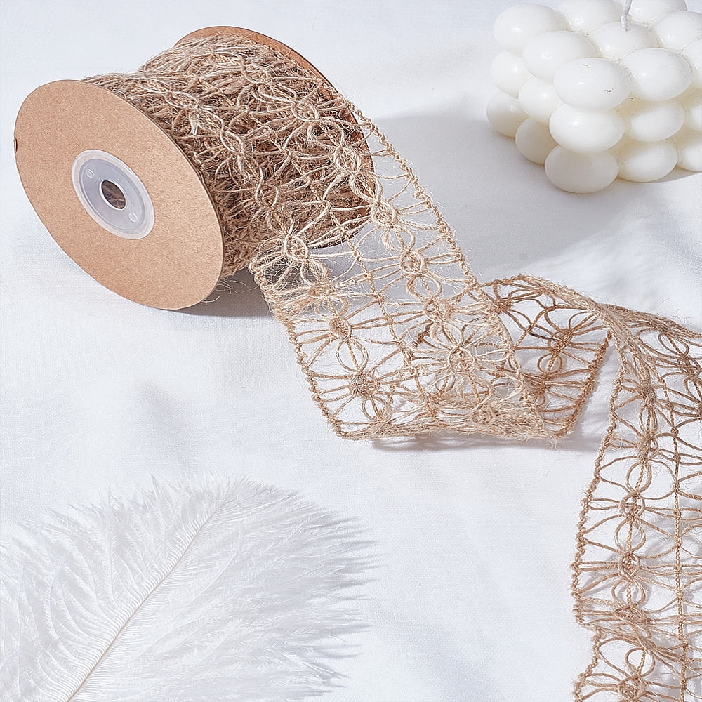 5 Yards 2 inch(50mm) Jute Ribbons Hollow Flower Burlap Ribbons Gift ...