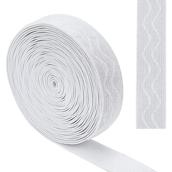 5 Yards 20mm Wide Non-Slip Elastic Ribbon Wave Silicone Elastic Gripper Band Tape Stretch Rubbers Elastic Straps Belt Waistband for DIY Garment Sewing Crafts Sports Shorts White