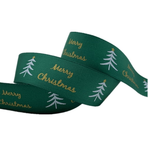 5 Yards 25mm Grosgrain Ribbon Bronzing Ribbon Printed Christmas Ribbon for Christmas Decoration DIY Sewing Fabric for Craft Gift Wrapping