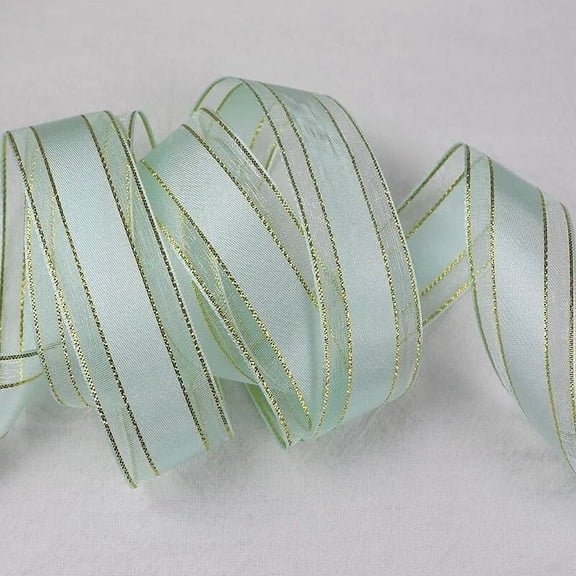5 Yards 25mm Organza Ribbons Gold Metallic Egde Ribbons For Wedding Christmas Party Decor Flower Gift Packing Ribbon For Crafts