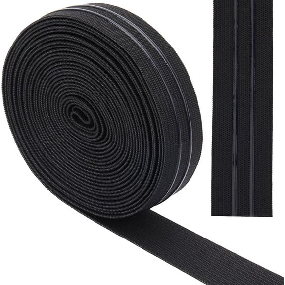 5 Yards 25mm Wide Non-Slip Elastic Ribbon Black Straight Line Silicone Elastic Gripper Band Tape Stretch Rubbers Elastic Straps Belt Waistband for DIY Garment Sewing Crafts Sports Shorts