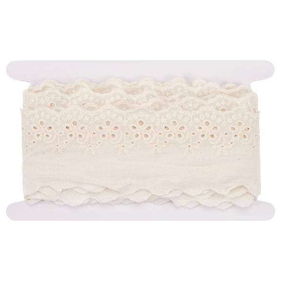 5 Yards3 inch Floral Embroidery White Cotton Eyelet Lace Trim Ribbon Floral Embroidery Ruffle Trim Wavy Edge Sewing Crafts Dresses Clothes