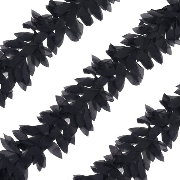 5 Yards 3D Chiffon Leaf Pleated Trim Leaf Ribbon Lace Trim Polyester Chiffon Leaf Lace Ribbon Edging Trimmings Lace FabricDIY