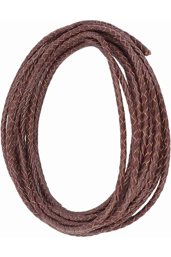 5 Yards 3MM Round Genuine Leather Bolo Tie Cord for Crafts 3MM Brown Real Leather Rope Cording String Lace for Jewelry Making Crafting Necklace Bracelets Braiding Wraps Beading