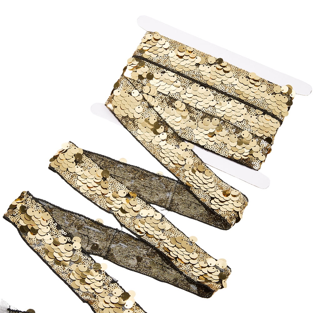 5 Yards 40MM Sequin String Black Sequin Ribbon Trim Plastic Flat Round ...