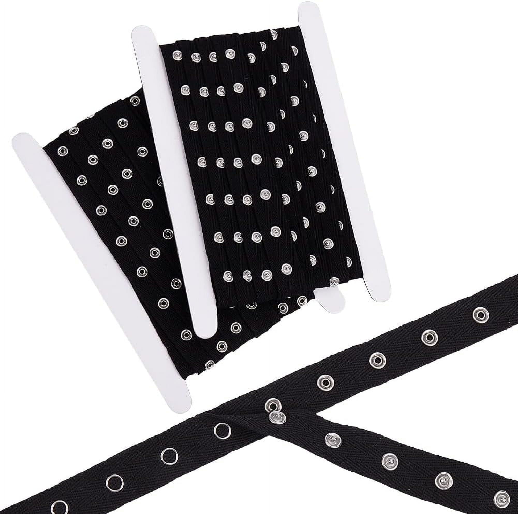 5 Yards Black Button Strips Metal Snap Ribbon Soft Cloth Cotton Sew on ...