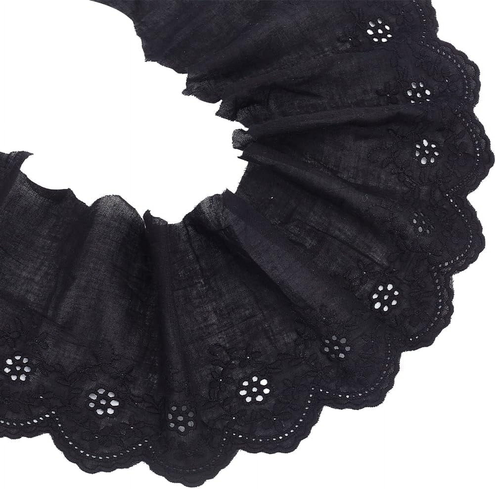 Eyelet Floral Cotton Lace Fabric Trim - 7.8 Inches Wide, 3 Yards Long For Sewing & Crafting
