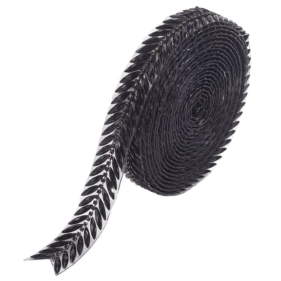 5 Yards Black Rhinestone Hot Melt Adhesive Trim Bling Chain Strips Roll Sparkle Diamond Applique Ribbon Stickers Tape