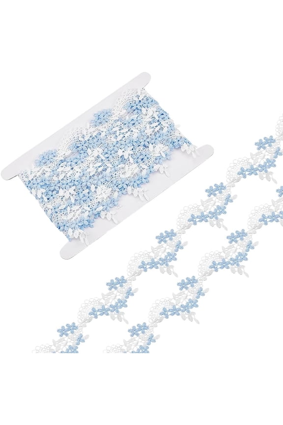 5 Yards Blue-White Lace Trim 47mm/1.9" Wide Flower Embroidery Lace Ribbons Polyester Floral Lace Ribbons Lace Edge Applique for Sewing Wedding Party Dress Clothes Hair Band Decoration for making