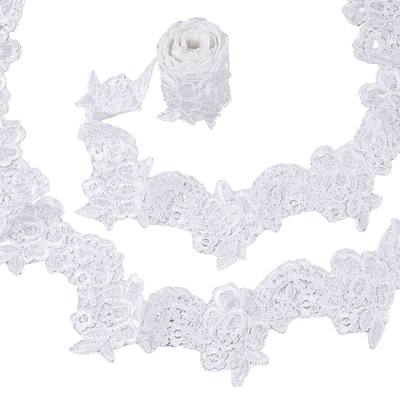 5 Yards Bridal Flower Lace Trim Ribbon 3.5 inch White Venise Vintage Embroidery Edge Lace Fabric Applique Trimming DIY