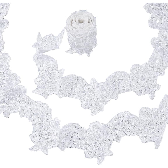 5 Yards Bridal Flower Lace Trim Ribbon 3.5 inch White Venise Vintage Embroidery Edge Lace Fabric Applique Trimming