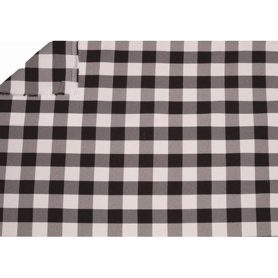5 Yards Checkered Fabric 60" Wide Gingham Buffalo Check Tablecloth Fabric Decor", (Color: Black)